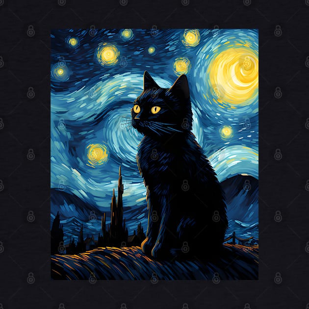 Starry Night Black Cat by VisionDesigner